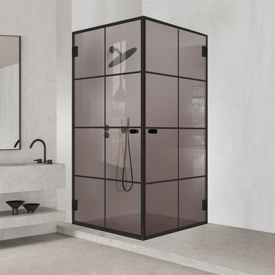 Shower enclosure with hinged door #Bronze