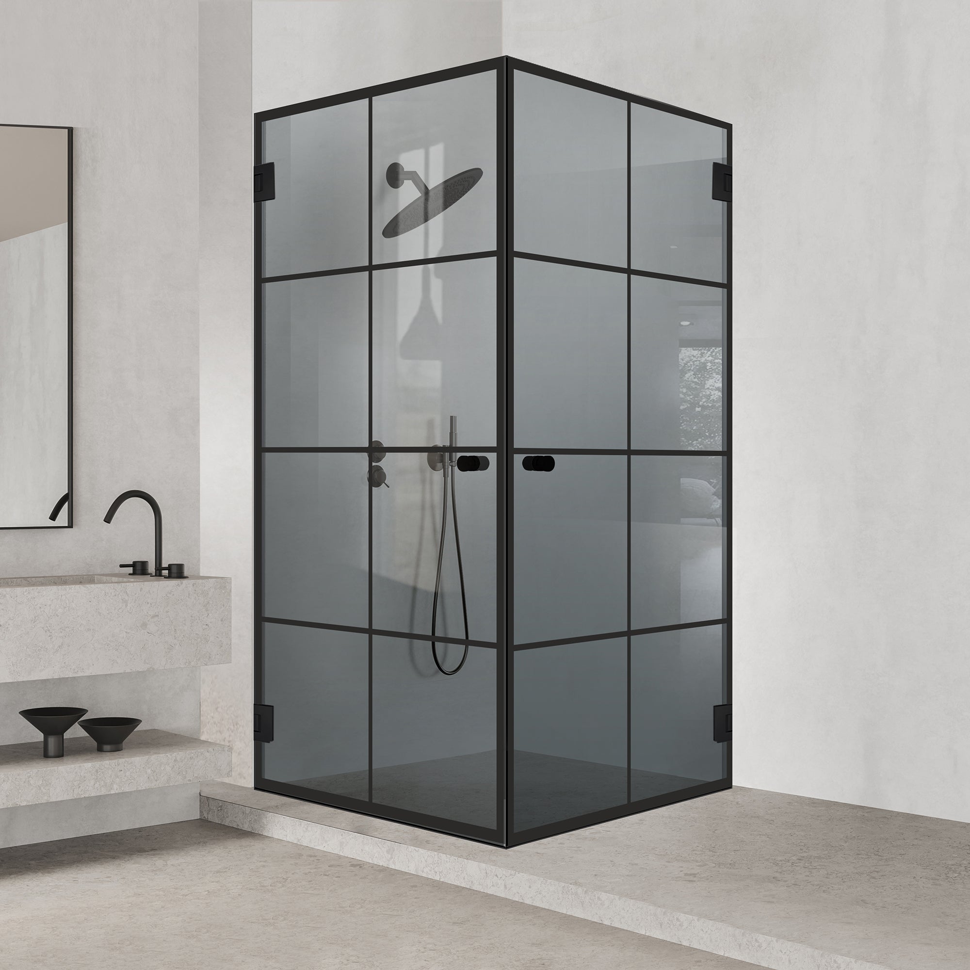 Shower enclosure with hinged door #Grey