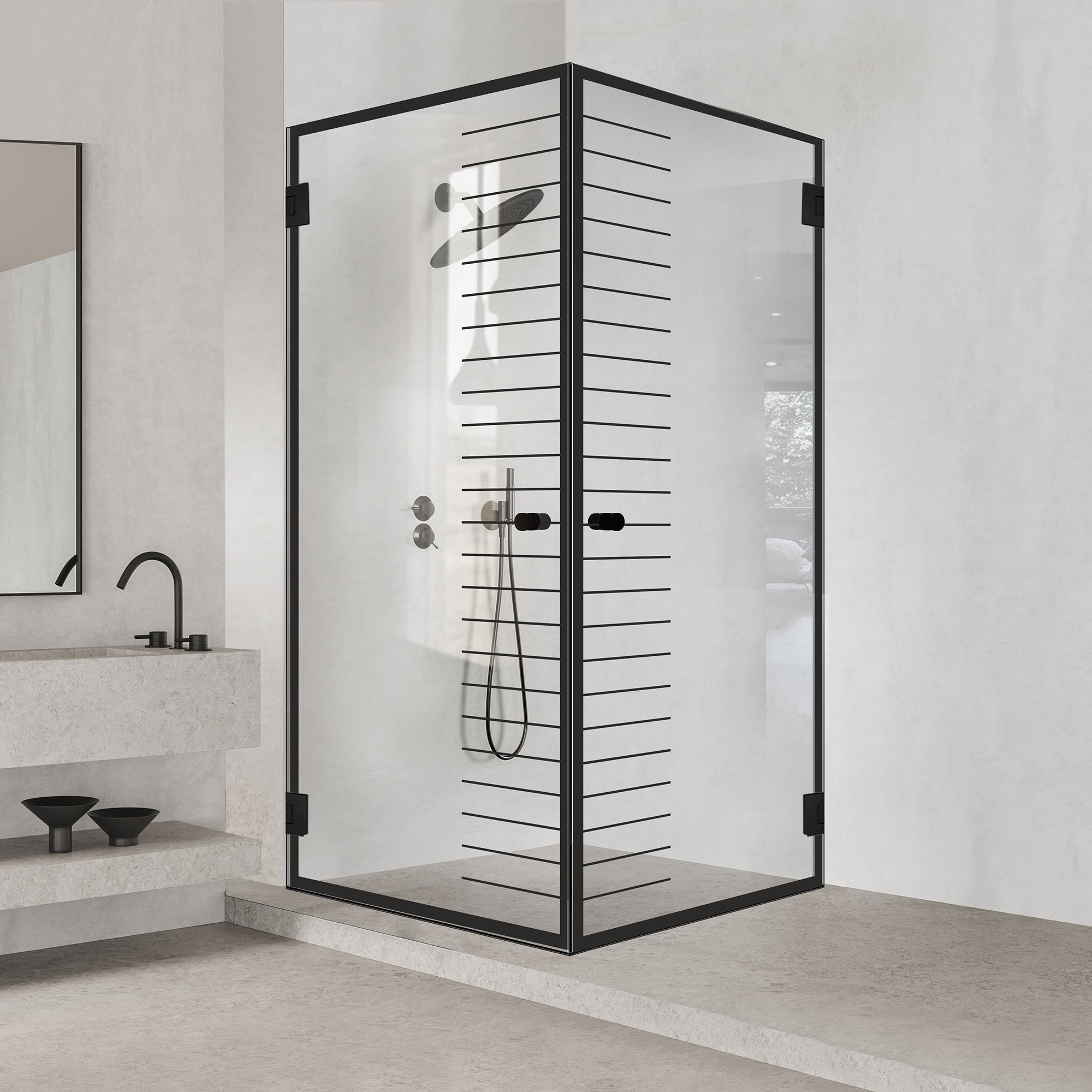 Shower enclosure with hinged door #Clear