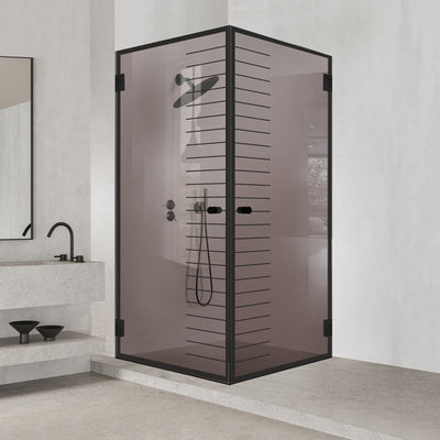Shower enclosure with hinged door #Bronze