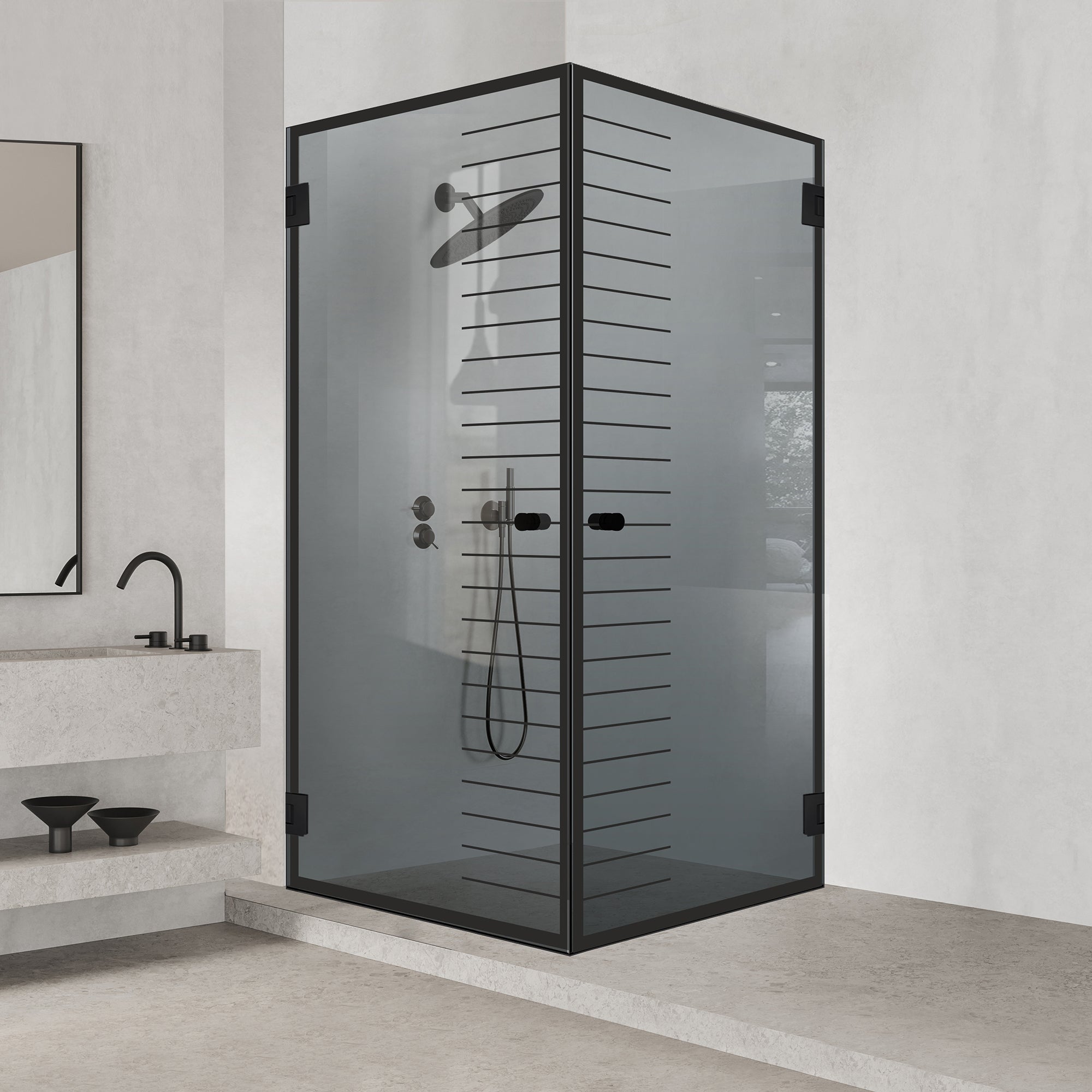 Shower enclosure with hinged door #Grey