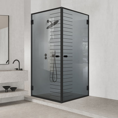Shower enclosure with hinged door #Grey