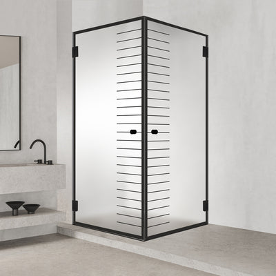 Shower enclosure with hinged door #Satiné