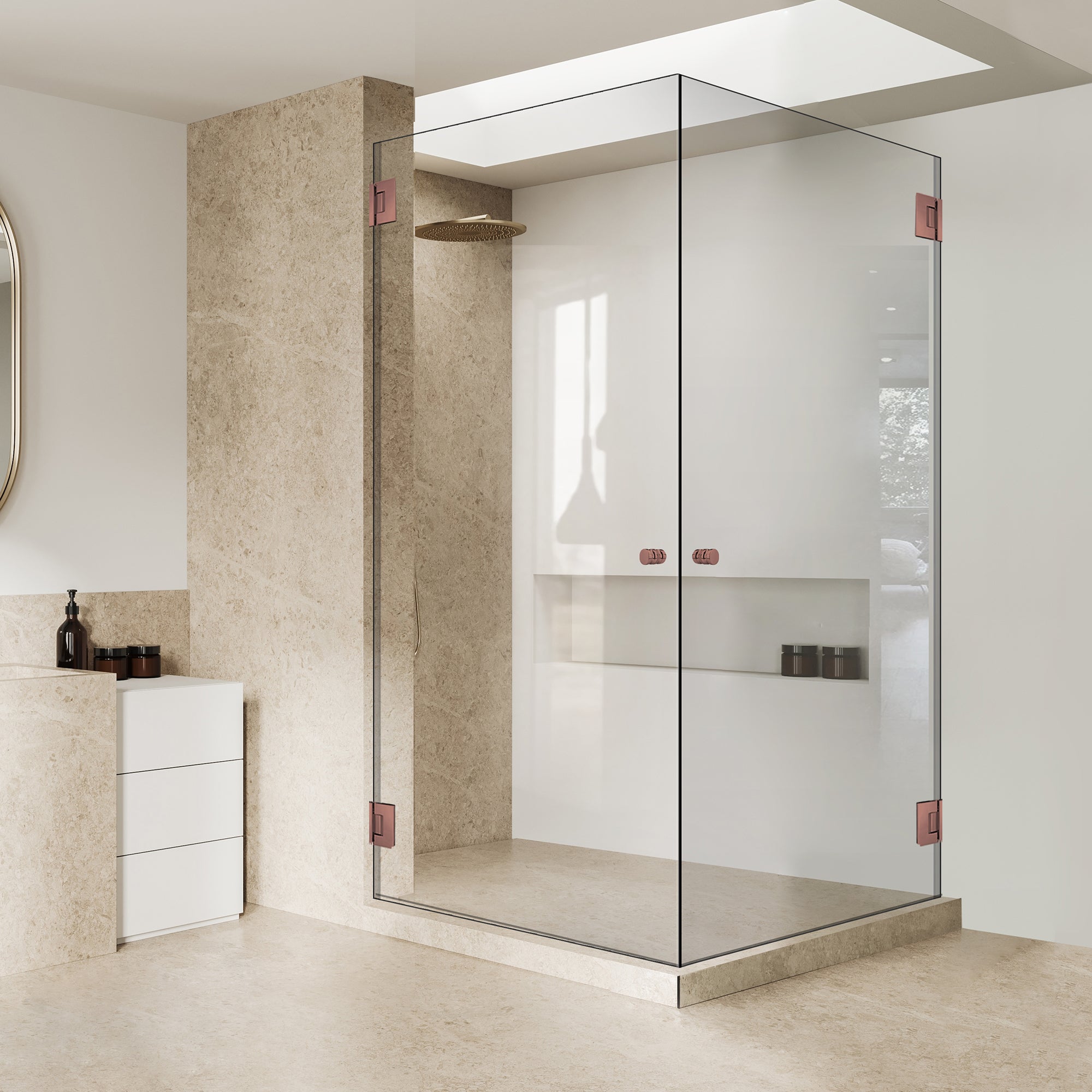 Shower enclosure with hinged door #Clear