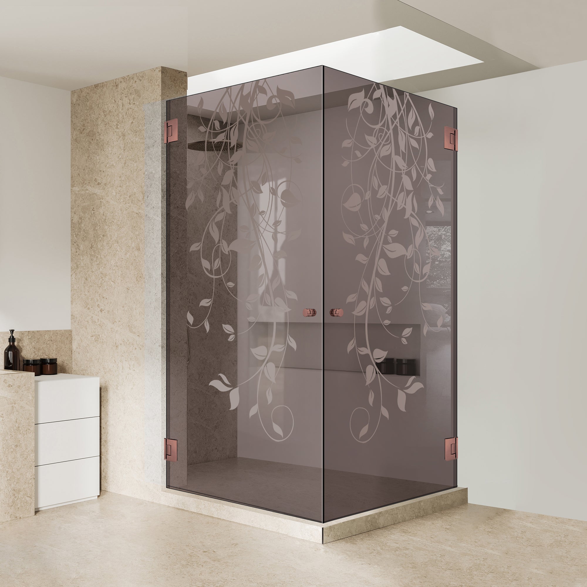 Shower enclosure with hinged door #Bronze