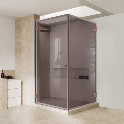 Shower enclosure with hinged door #Bronze