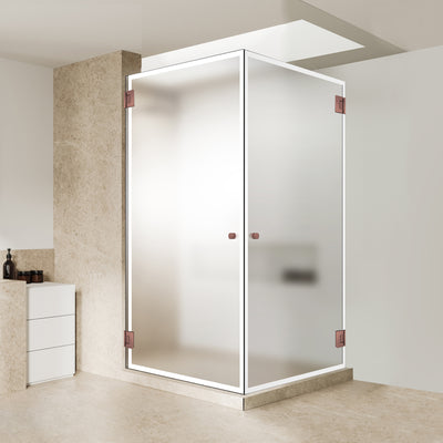 Shower enclosure with hinged door #Satiné