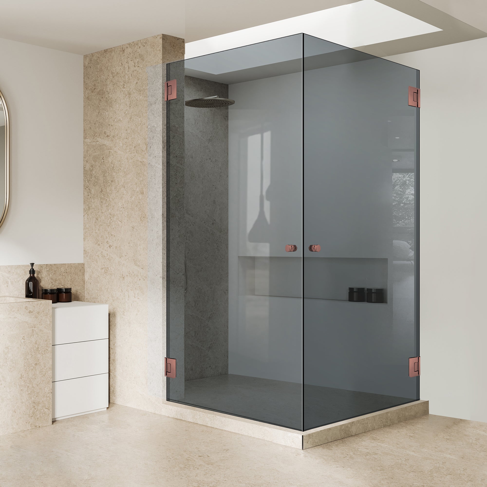 Shower enclosure with hinged door #Grey
