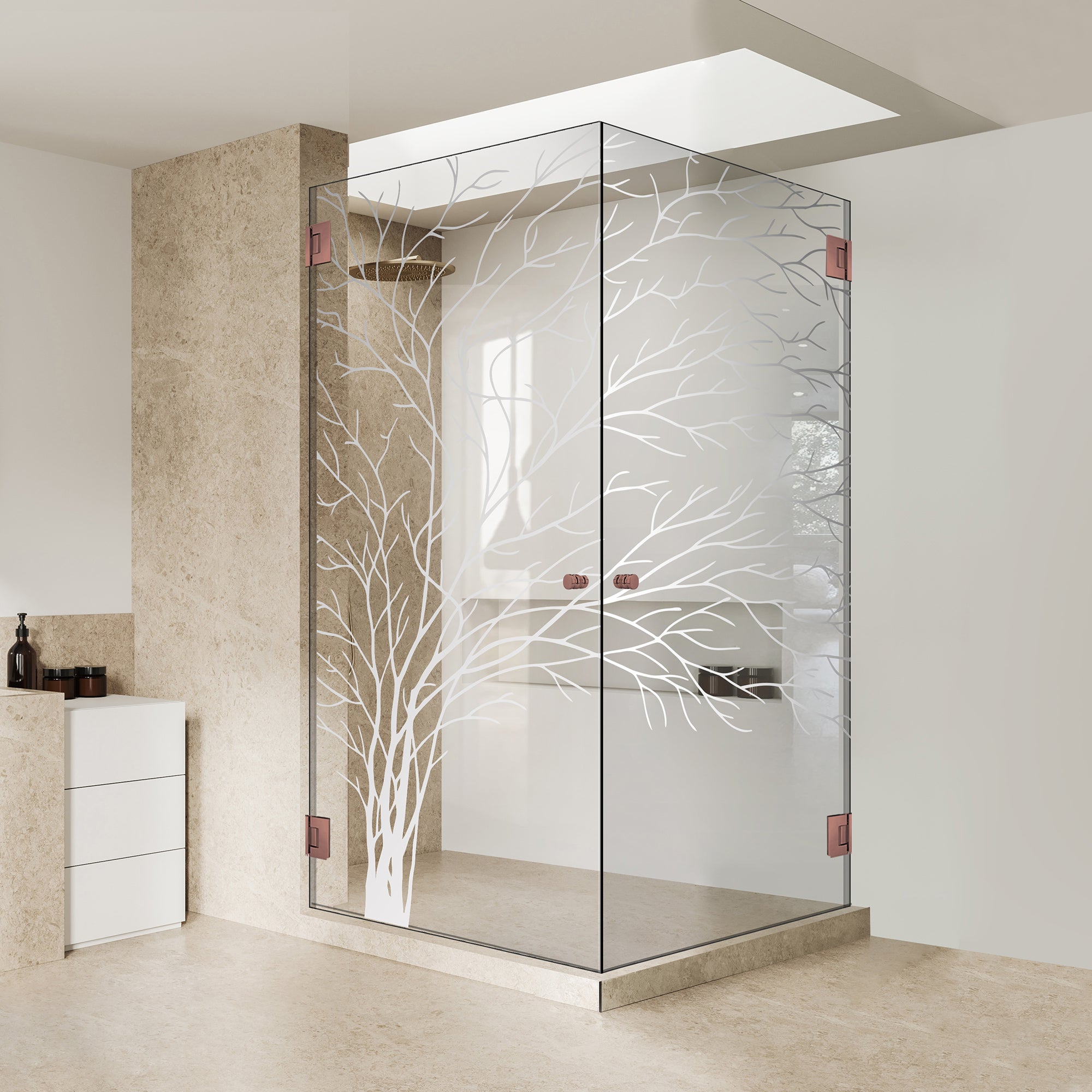 Shower enclosure with hinged door #Clear