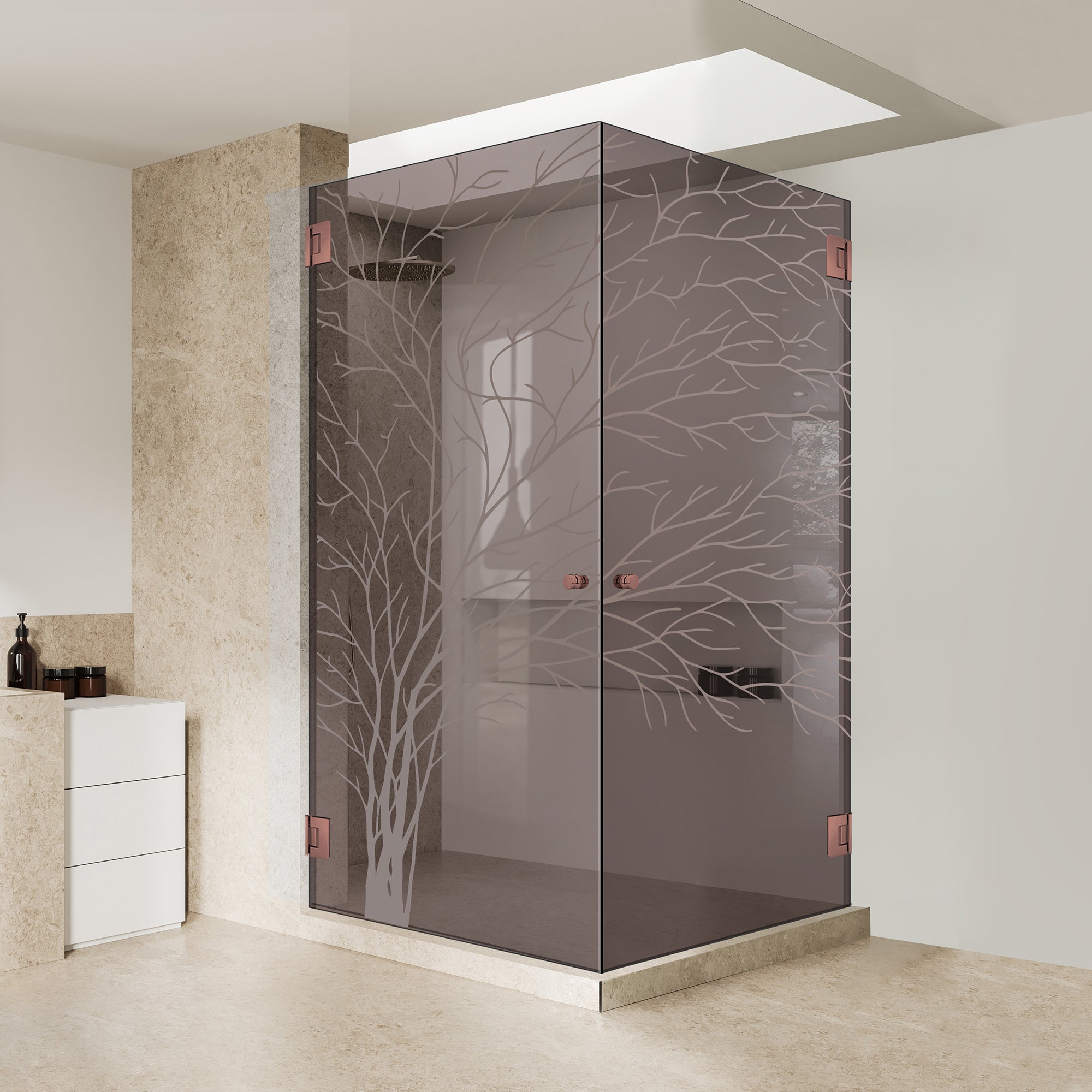 Shower enclosure with hinged door #Bronze
