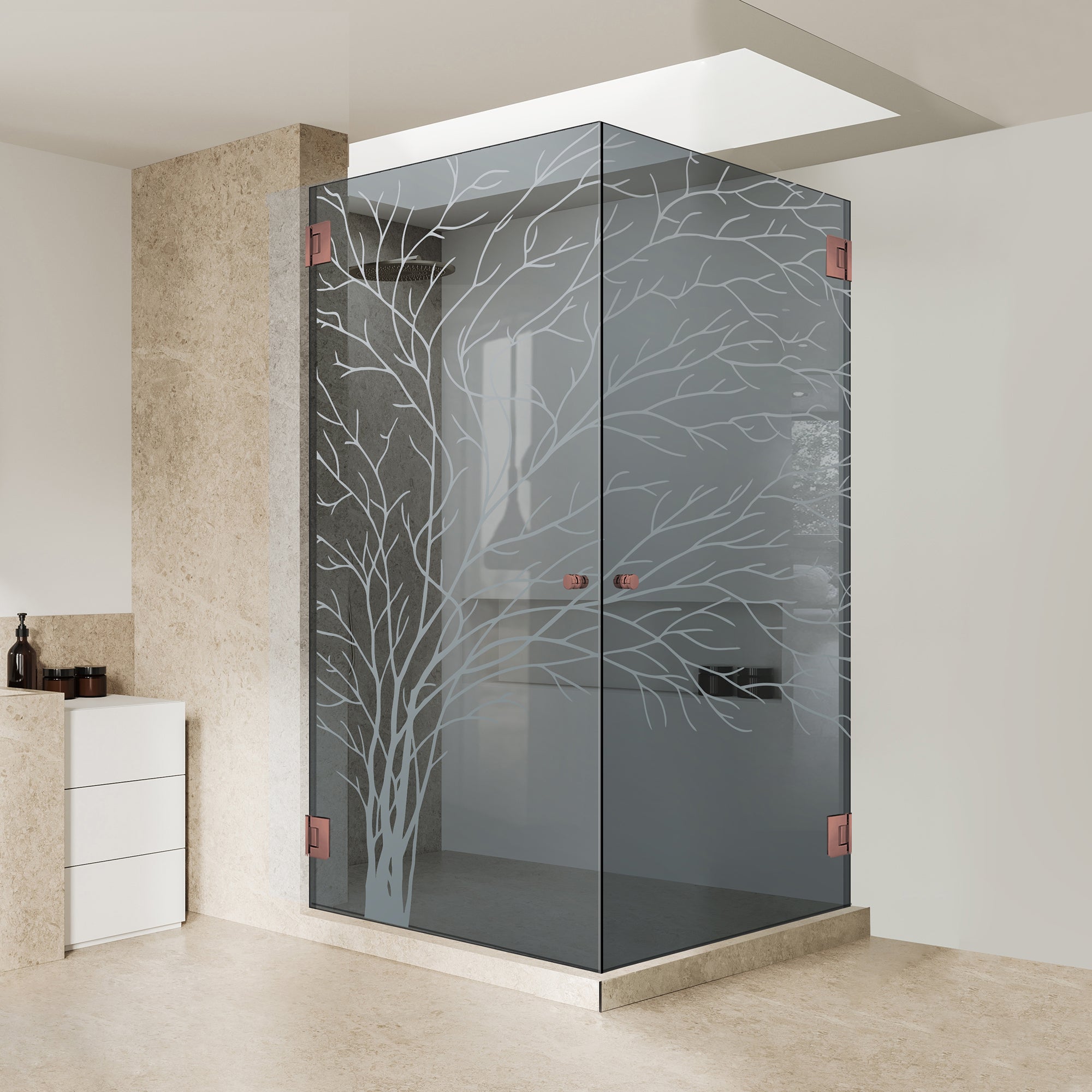 Shower enclosure with hinged door #Grey