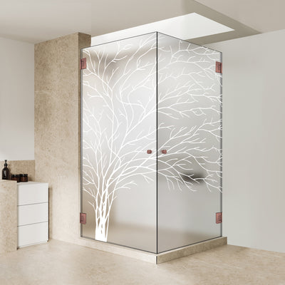Shower enclosure with hinged door #Satiné