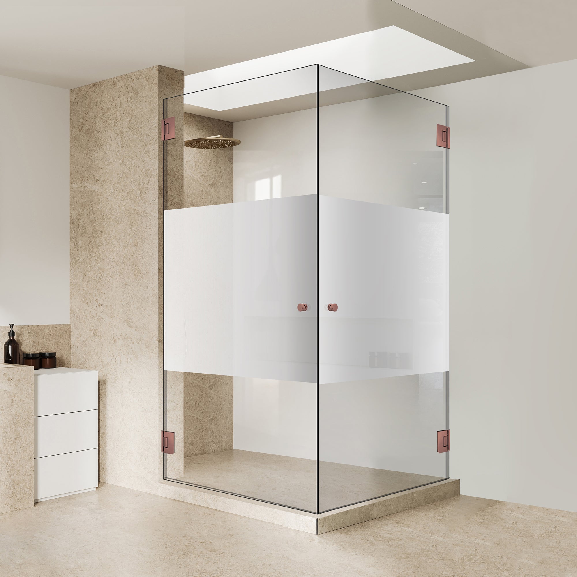 Shower enclosure with hinged door #Clear