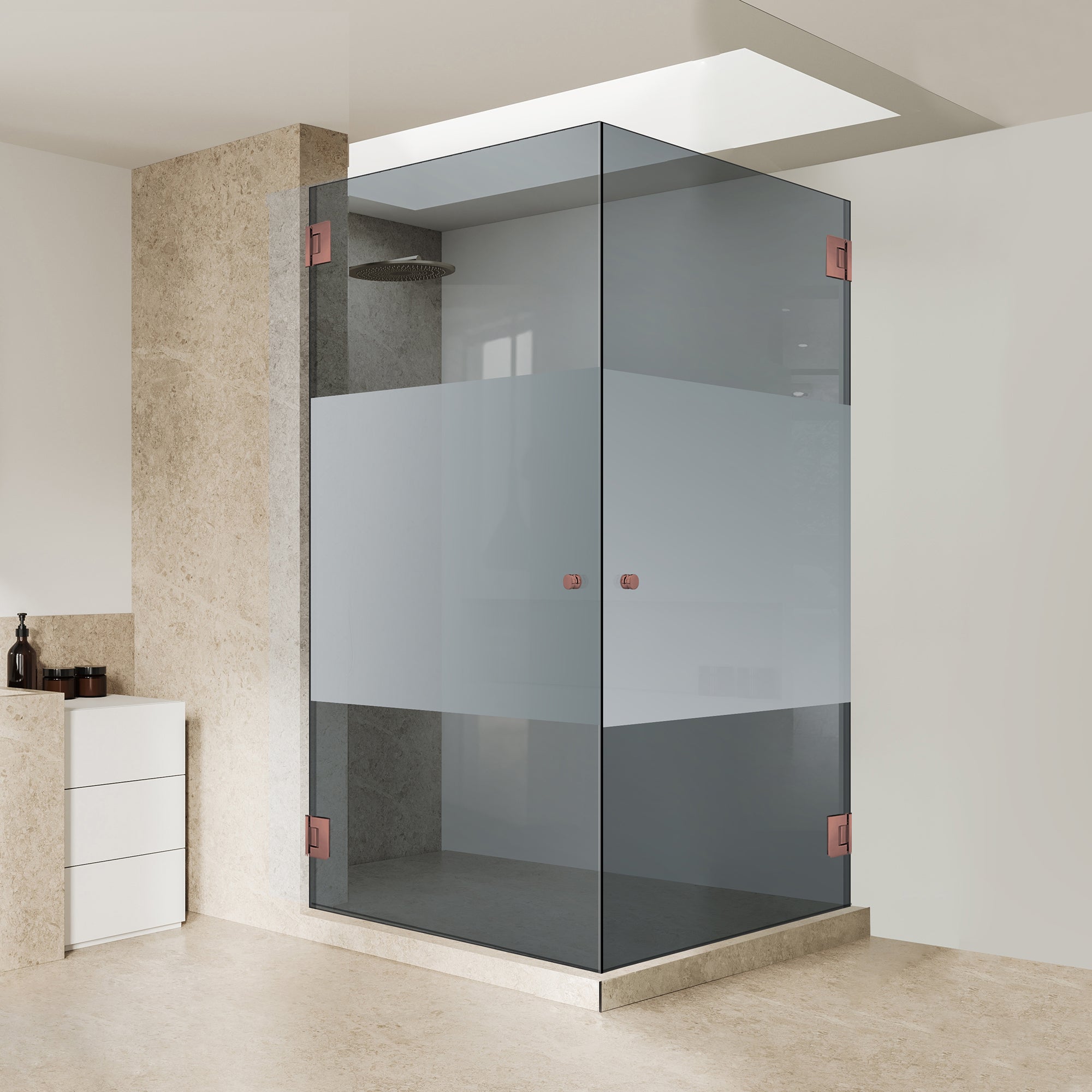Shower enclosure with hinged door #Grey