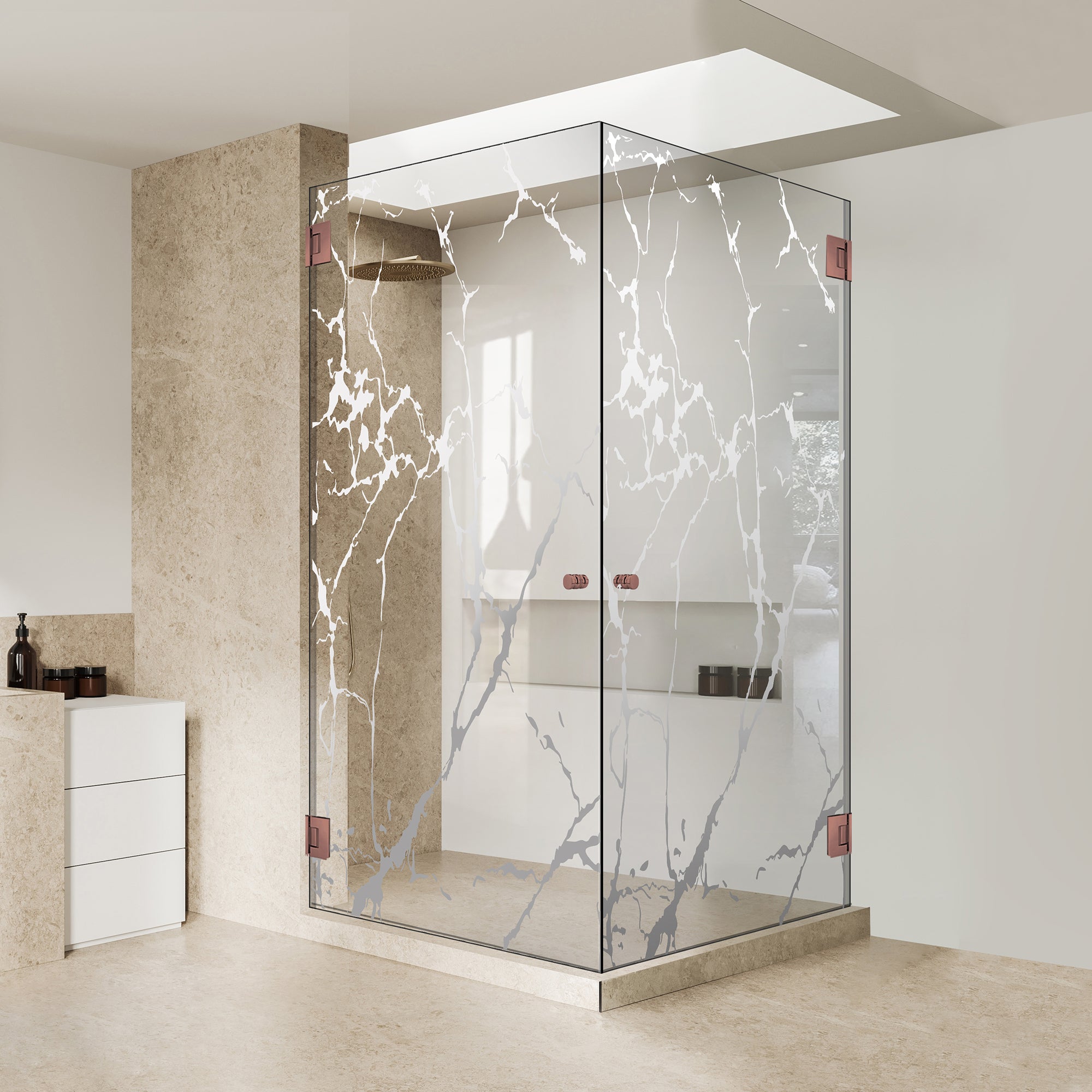 Shower enclosure with hinged door #Clear