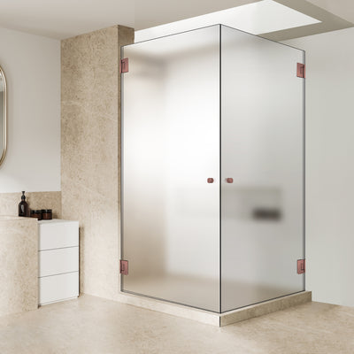 Shower enclosure with hinged door #Satiné