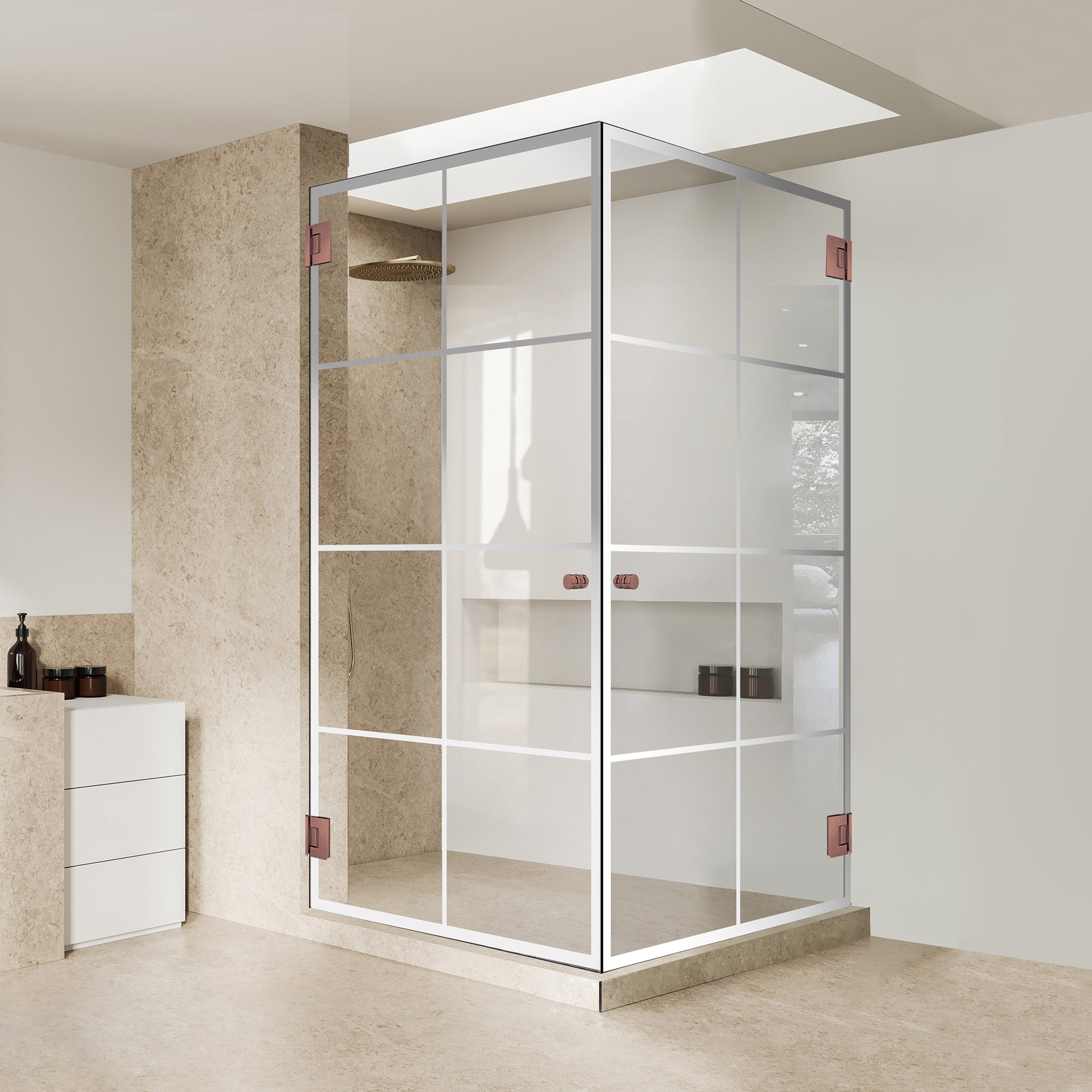 Shower enclosure with hinged door #Clear