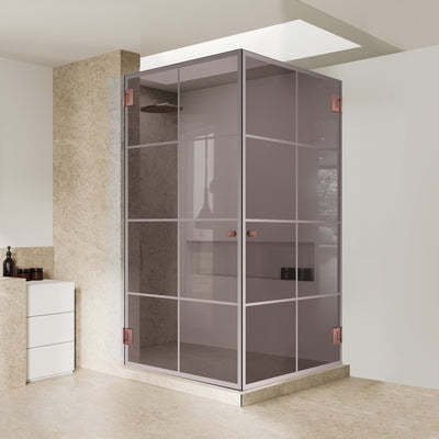 Shower enclosure with hinged door #Bronze
