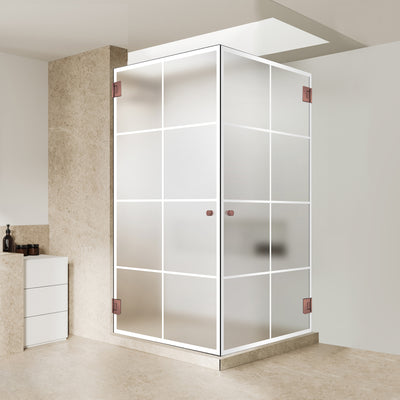 Shower enclosure with hinged door #Satiné