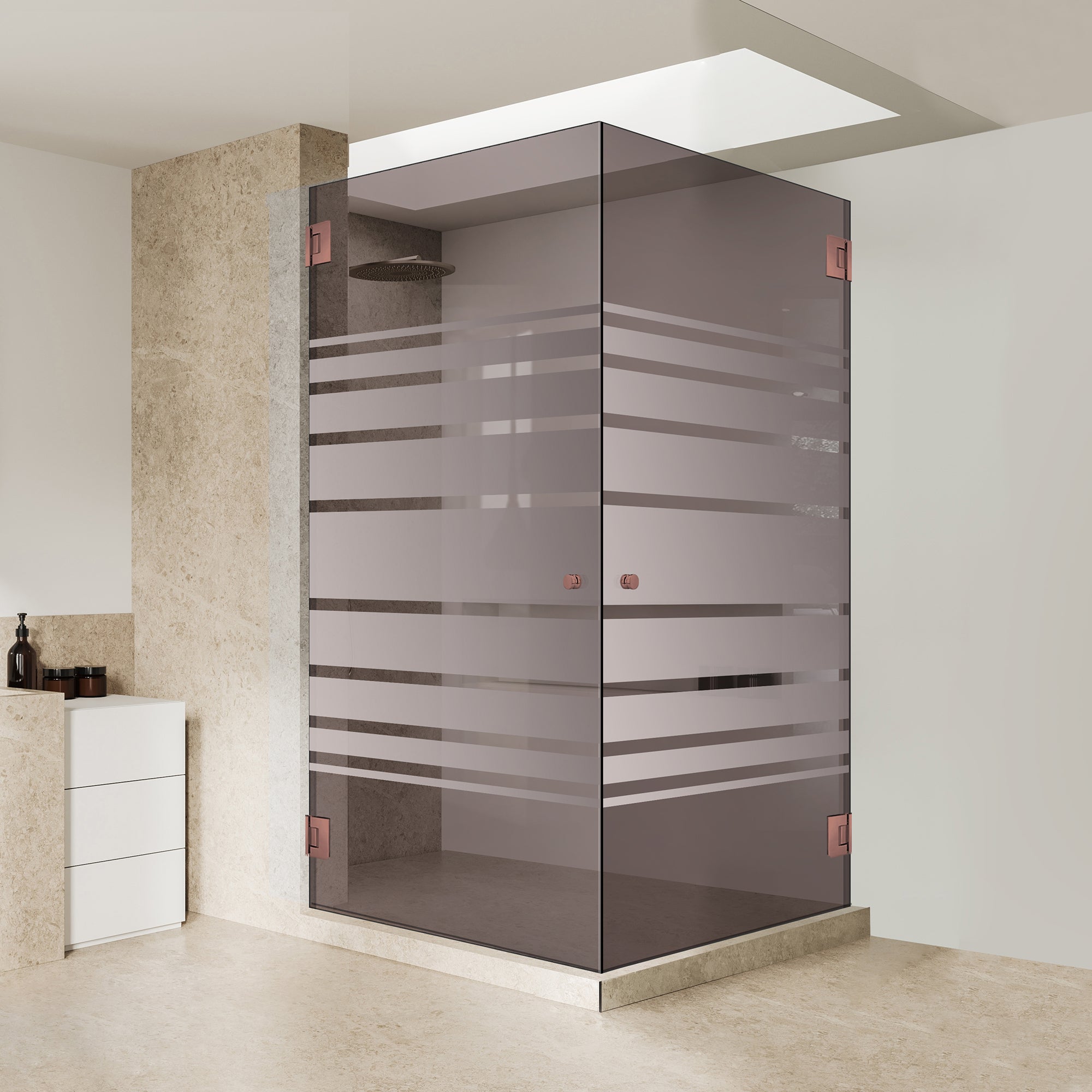Shower enclosure with hinged door #Bronze