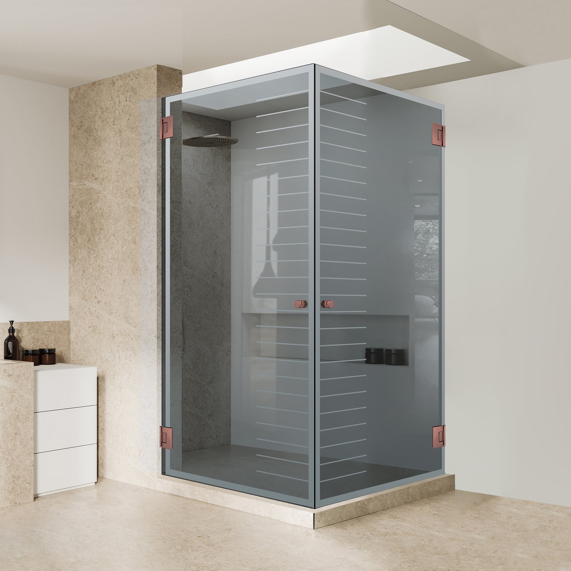 Shower enclosure with hinged door #Grey