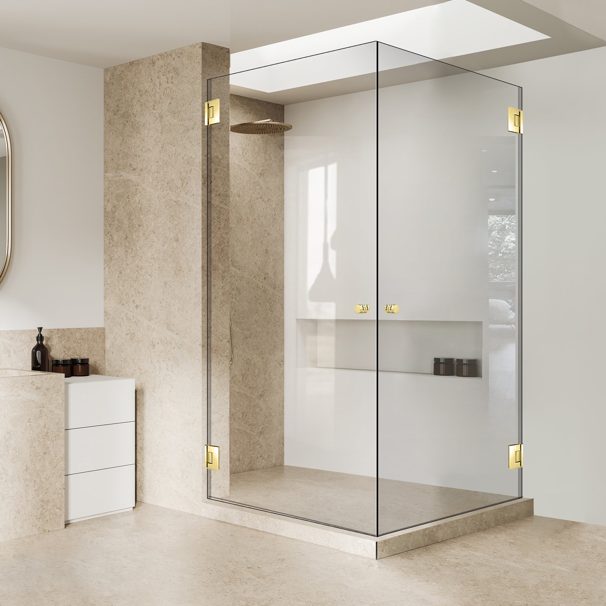 Shower enclosure with hinged door #Clear