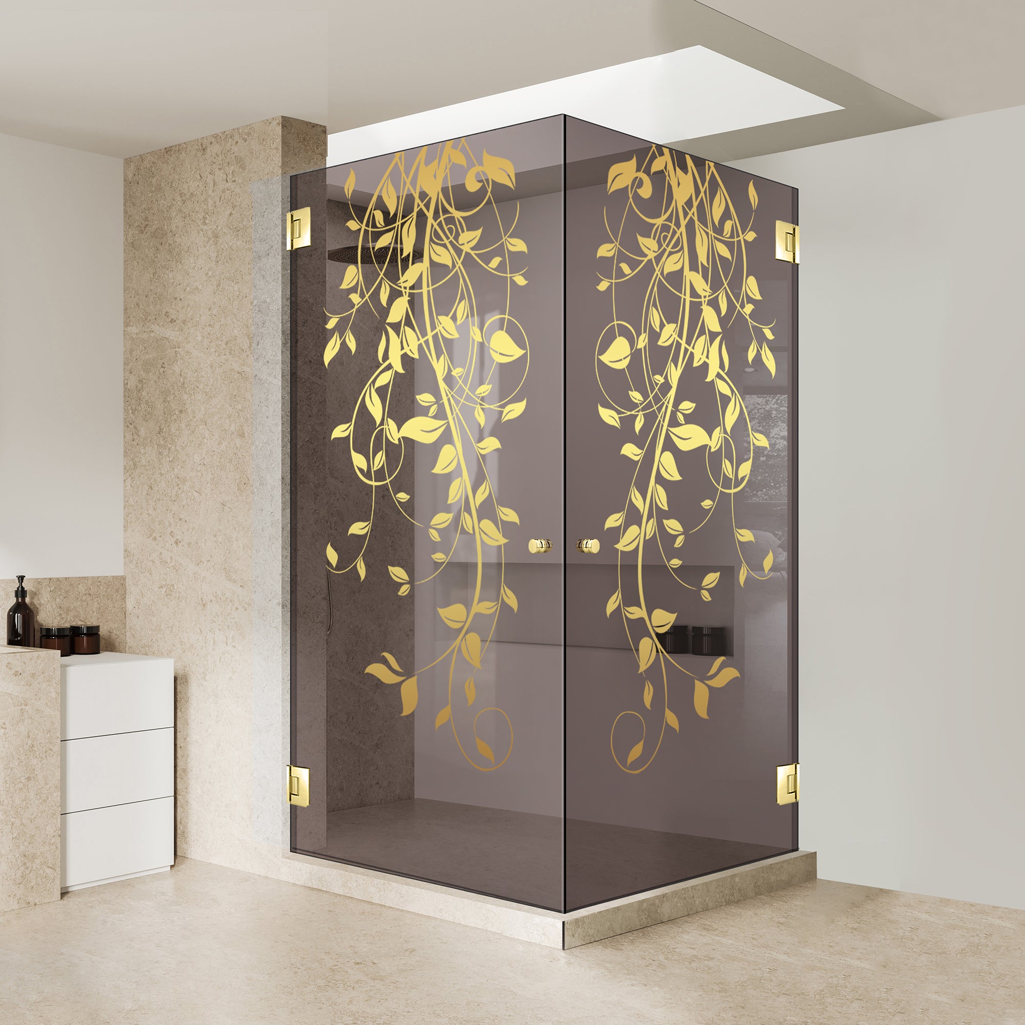 Shower enclosure with hinged door #Bronze
