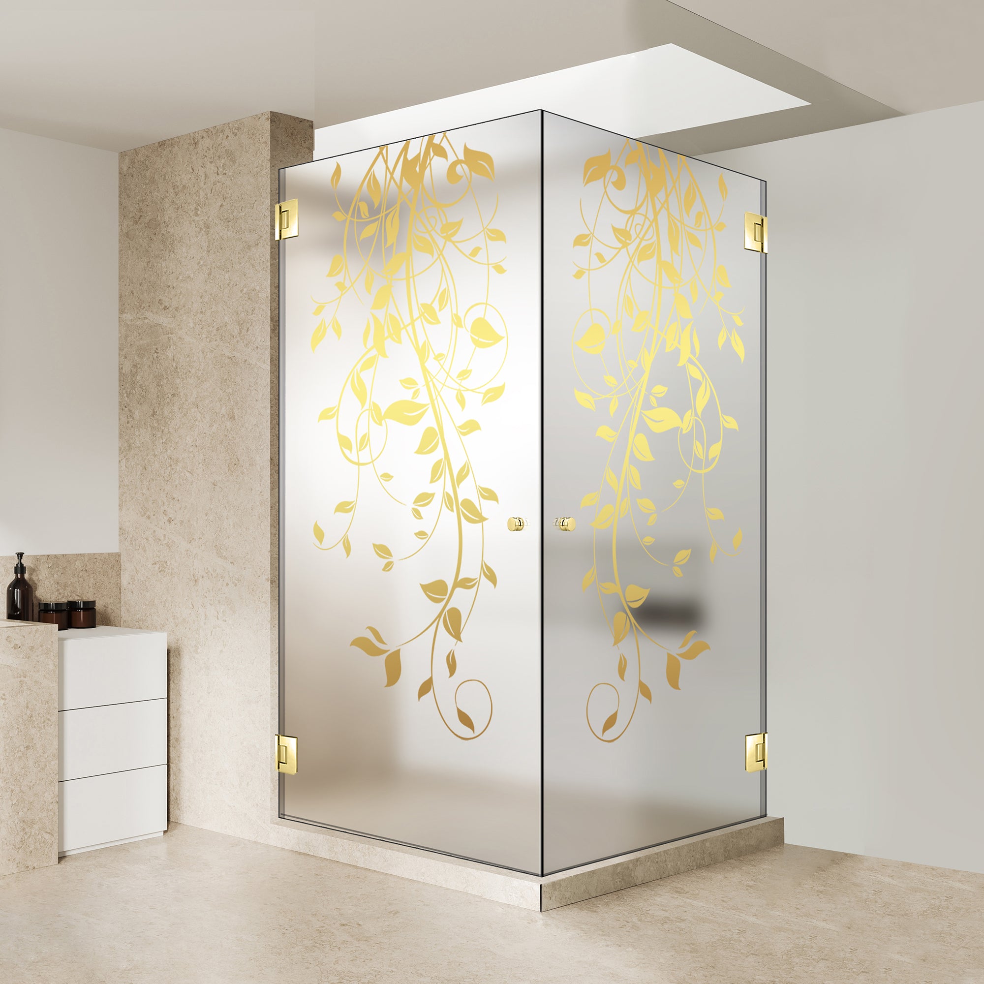 Shower enclosure with hinged door #Satiné