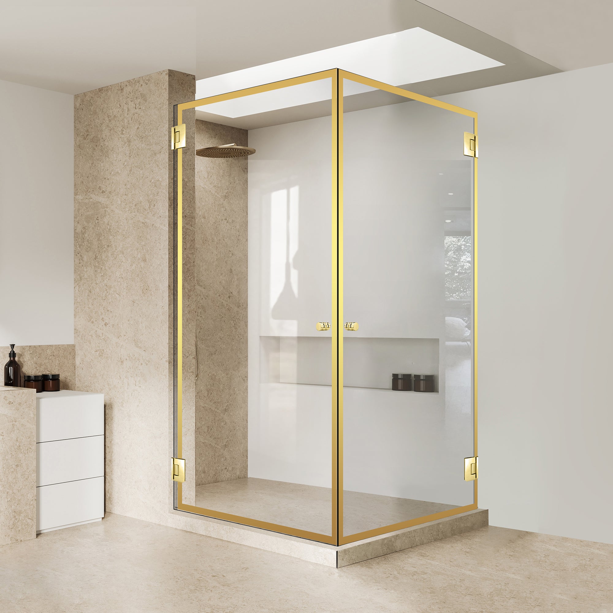Shower enclosure with hinged door #Clear