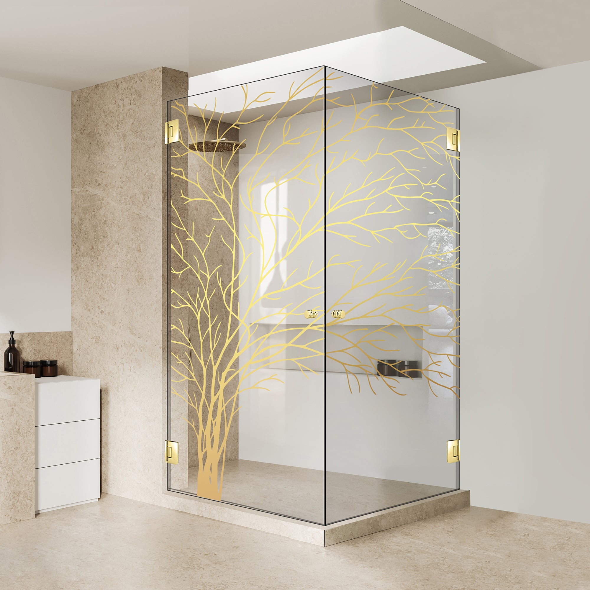Shower enclosure with hinged door #Clear
