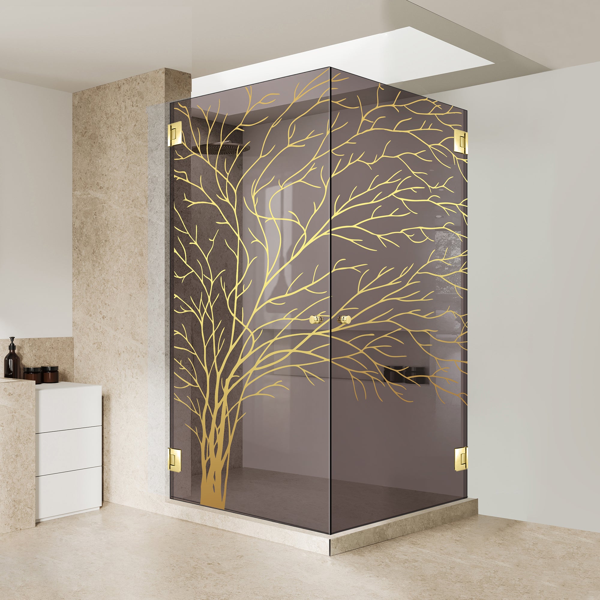 Shower enclosure with hinged door #Bronze