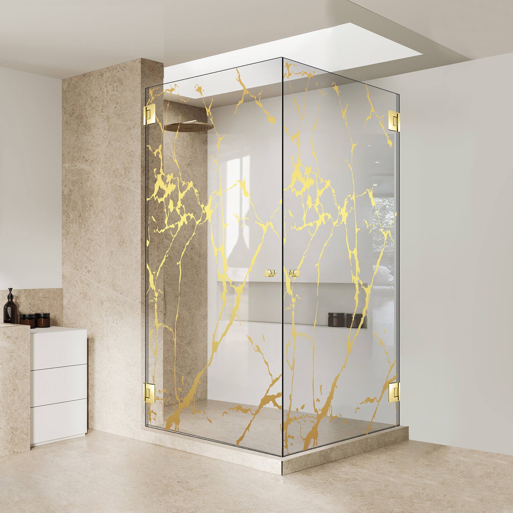 Shower enclosure with hinged door #Clear