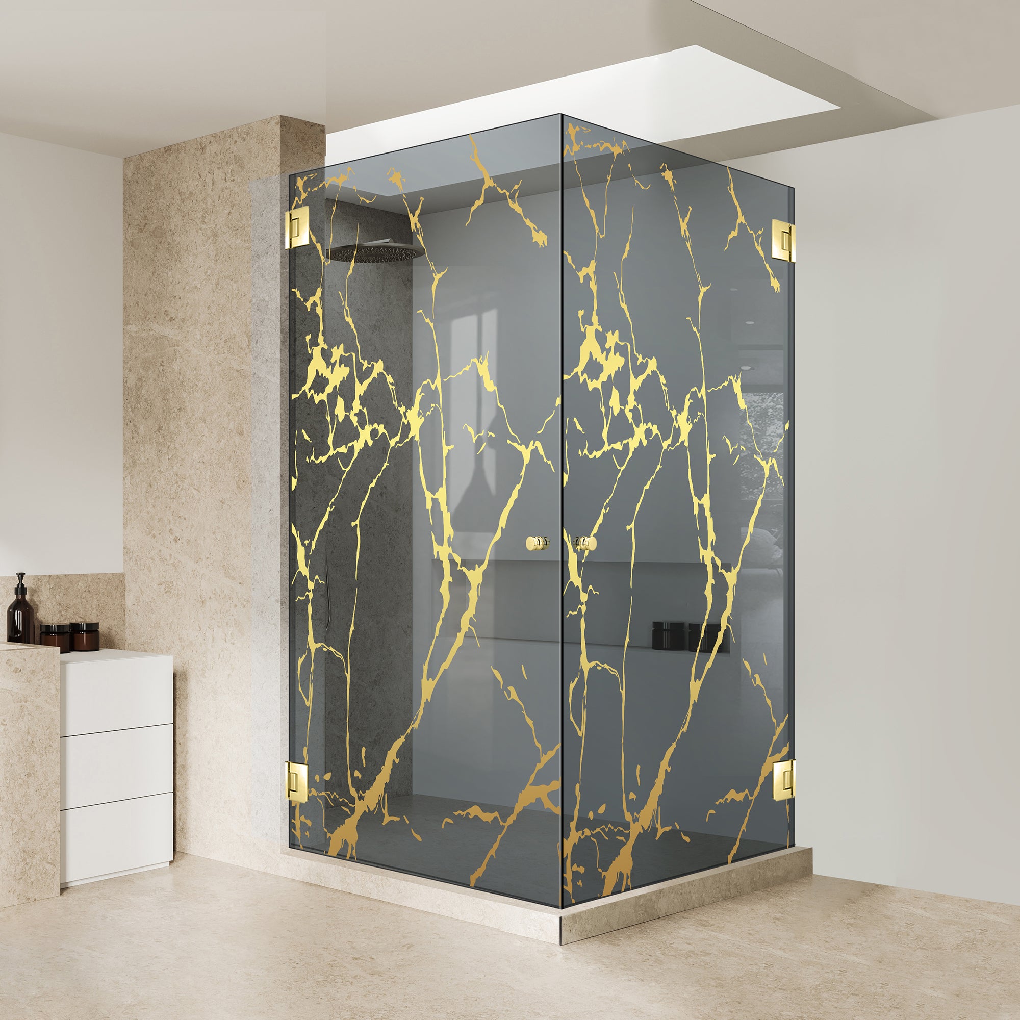 Shower enclosure with hinged door #Grey