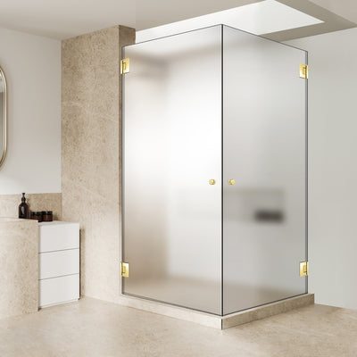 Shower enclosure with hinged door #Satiné