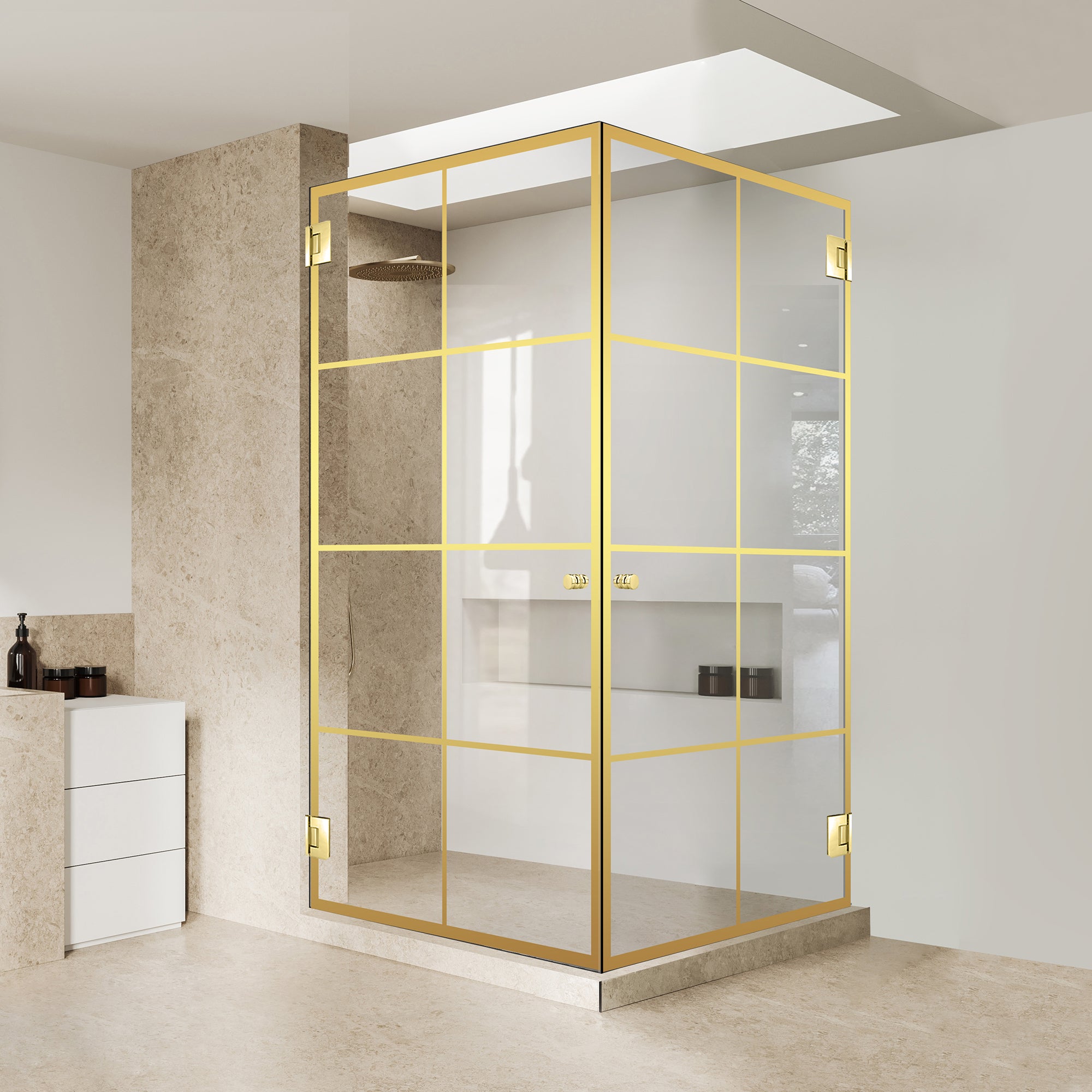 Shower enclosure with hinged door #Clear