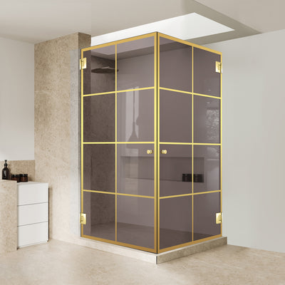 Shower enclosure with hinged door #Bronze