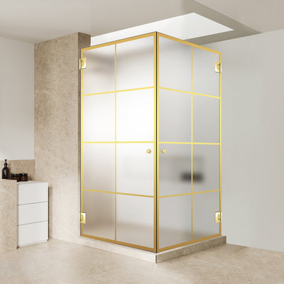 Shower enclosure with hinged door #Satiné