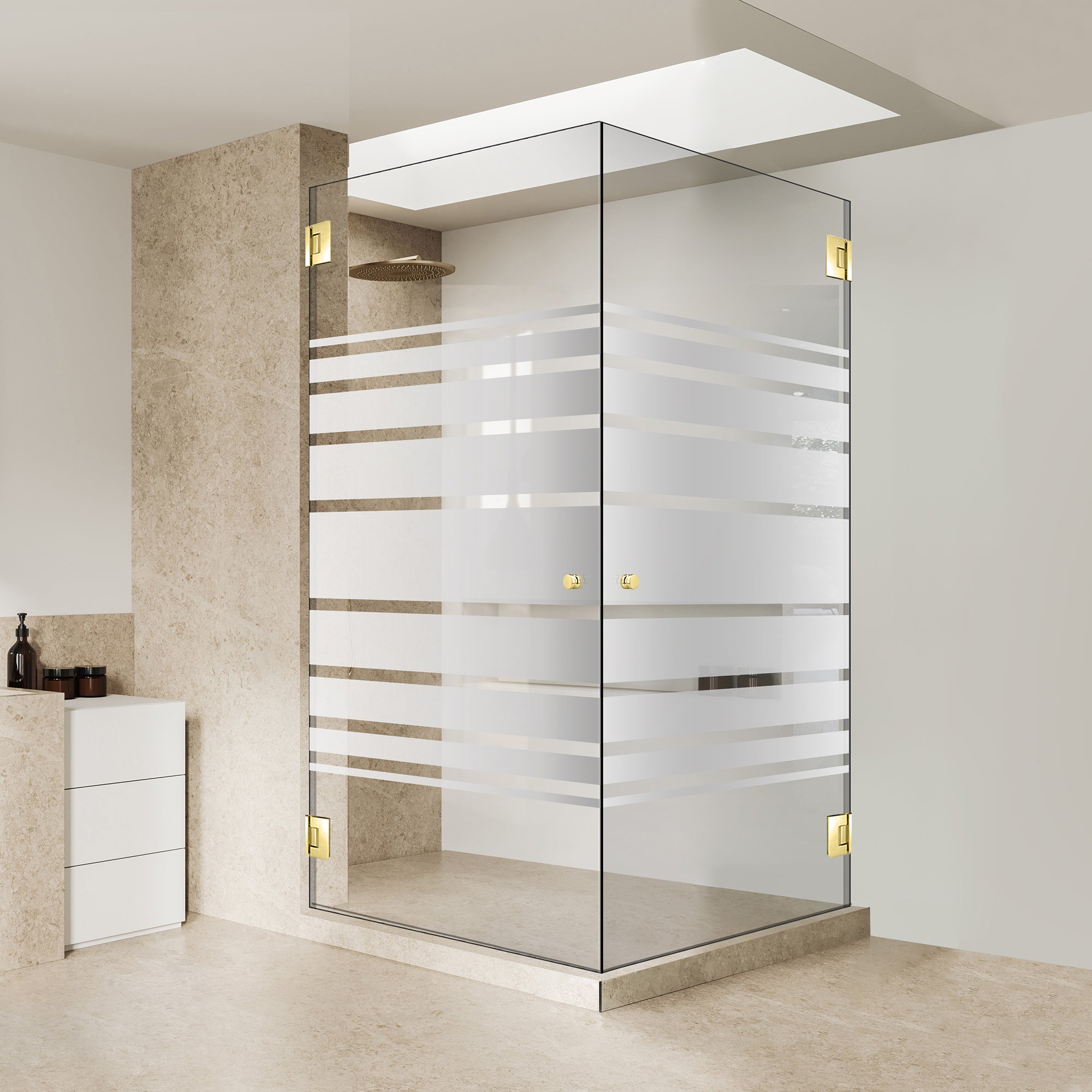 Shower enclosure with hinged door #Clear