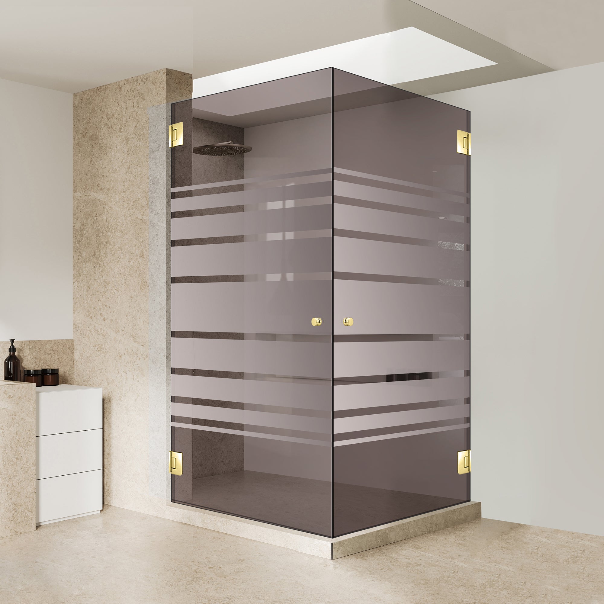 Shower enclosure with hinged door #Bronze