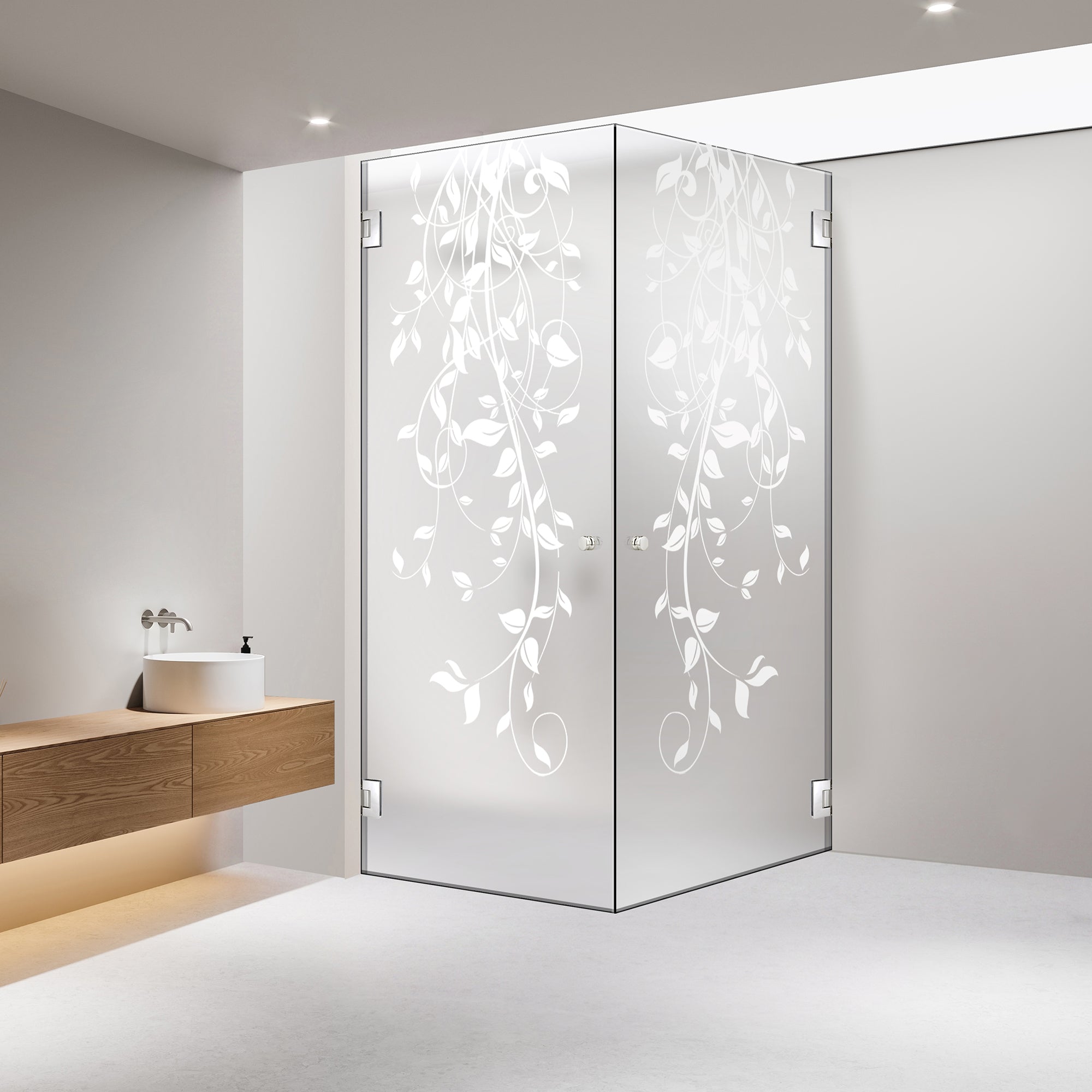 Shower enclosure with hinged door #Satiné