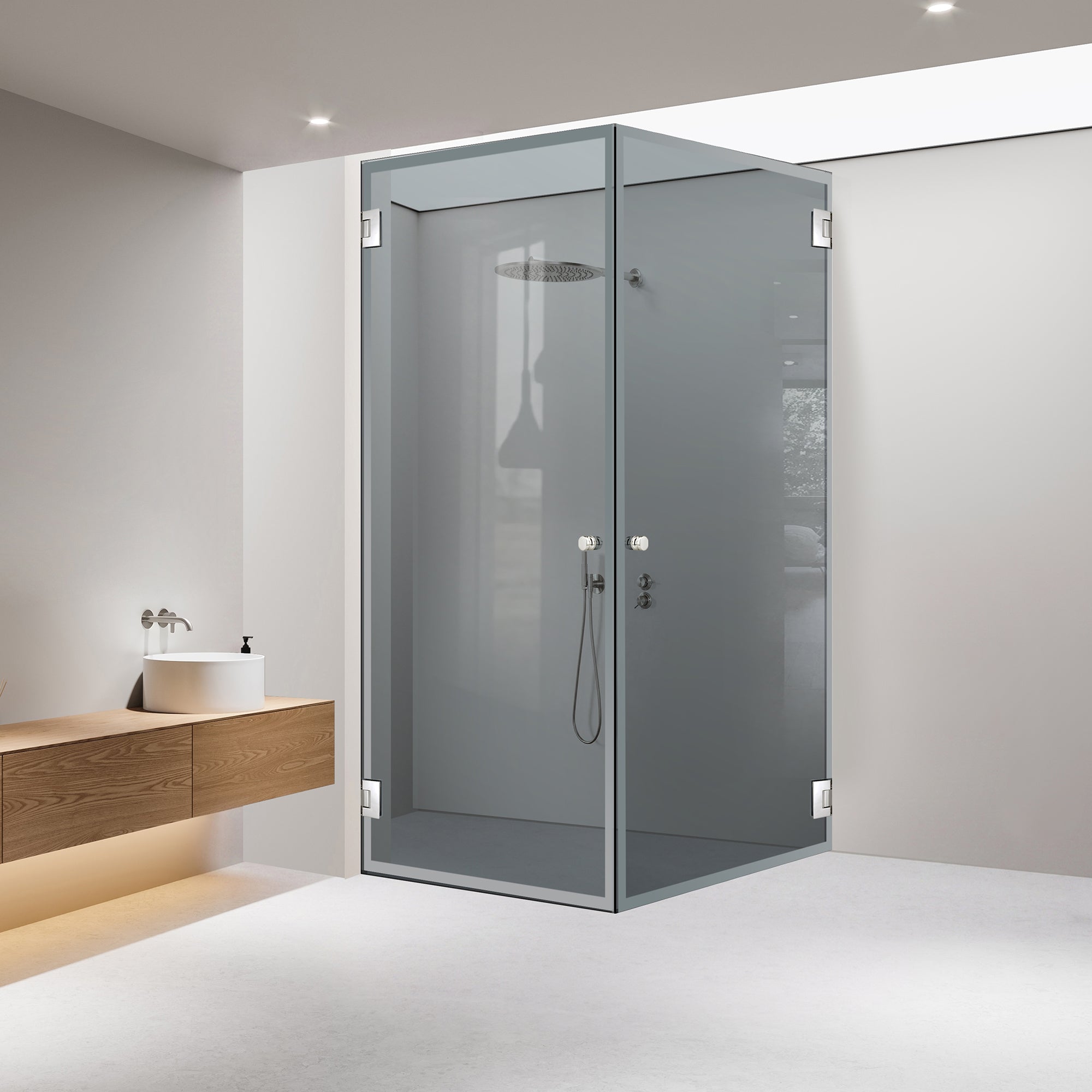 Shower enclosure with hinged door #Grey