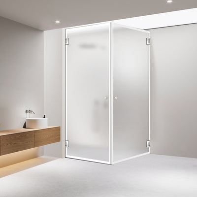Shower enclosure with hinged door #Satiné