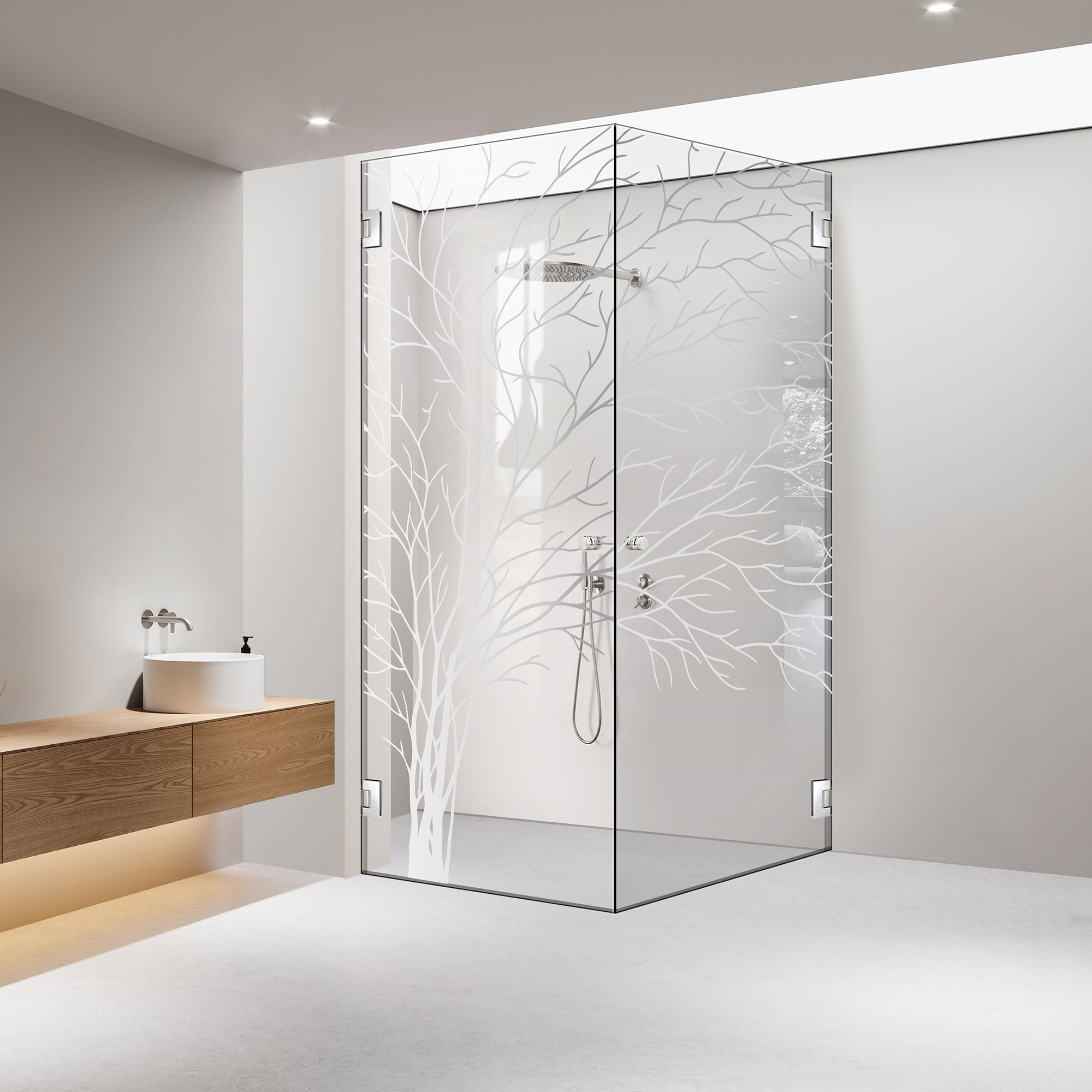 Shower enclosure with hinged door #Clear