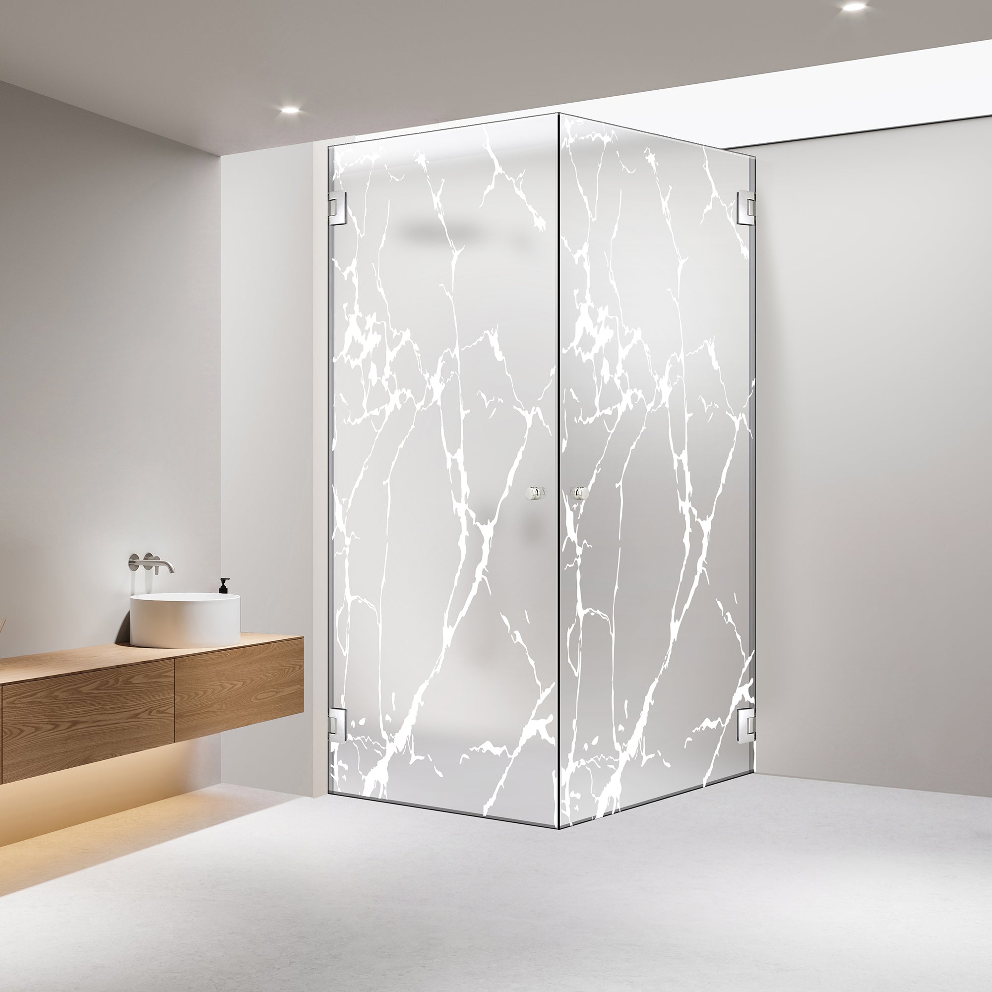 Shower enclosure with hinged door #Satiné