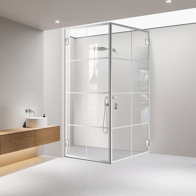 Shower enclosure with hinged door #Clear