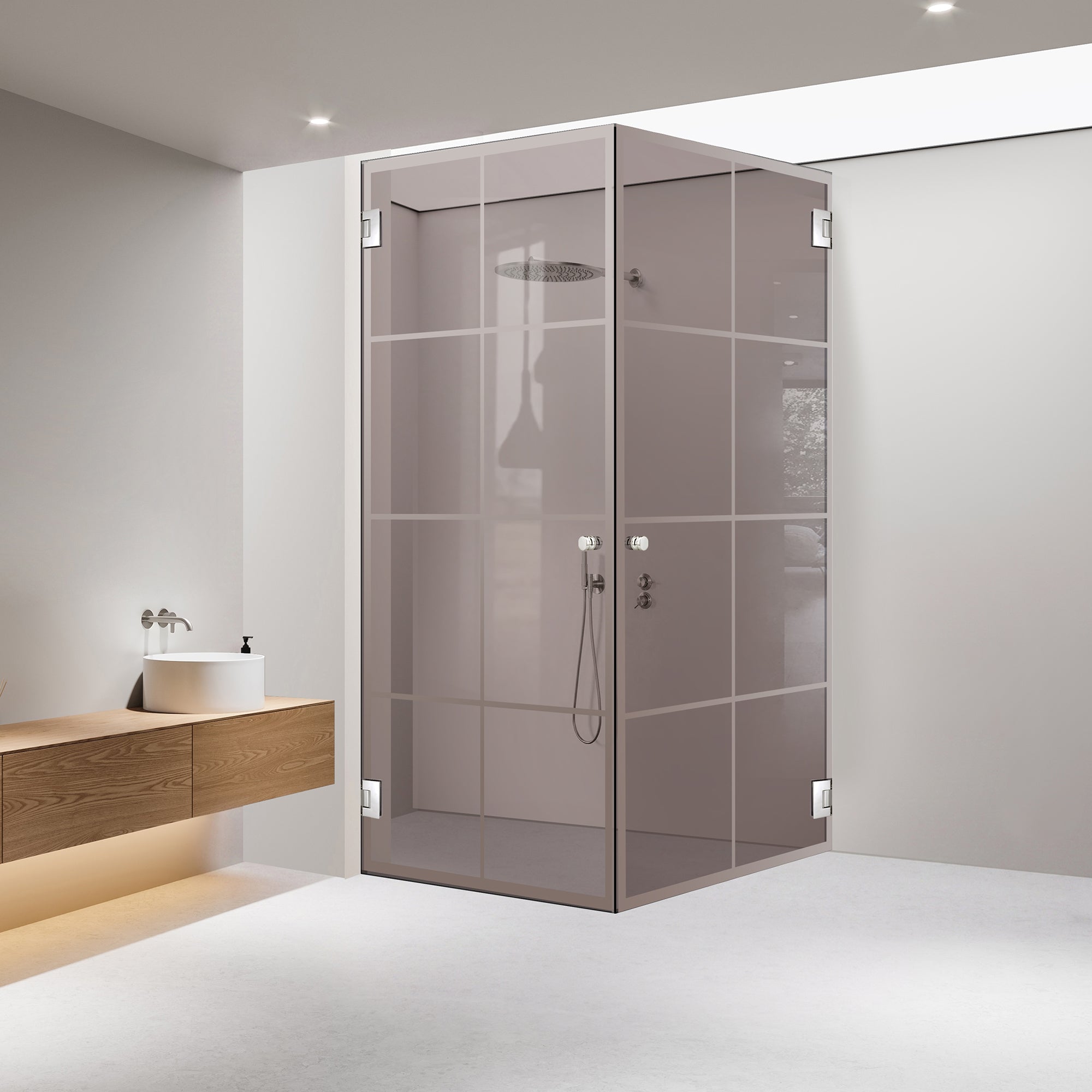 Shower enclosure with hinged door #Bronze