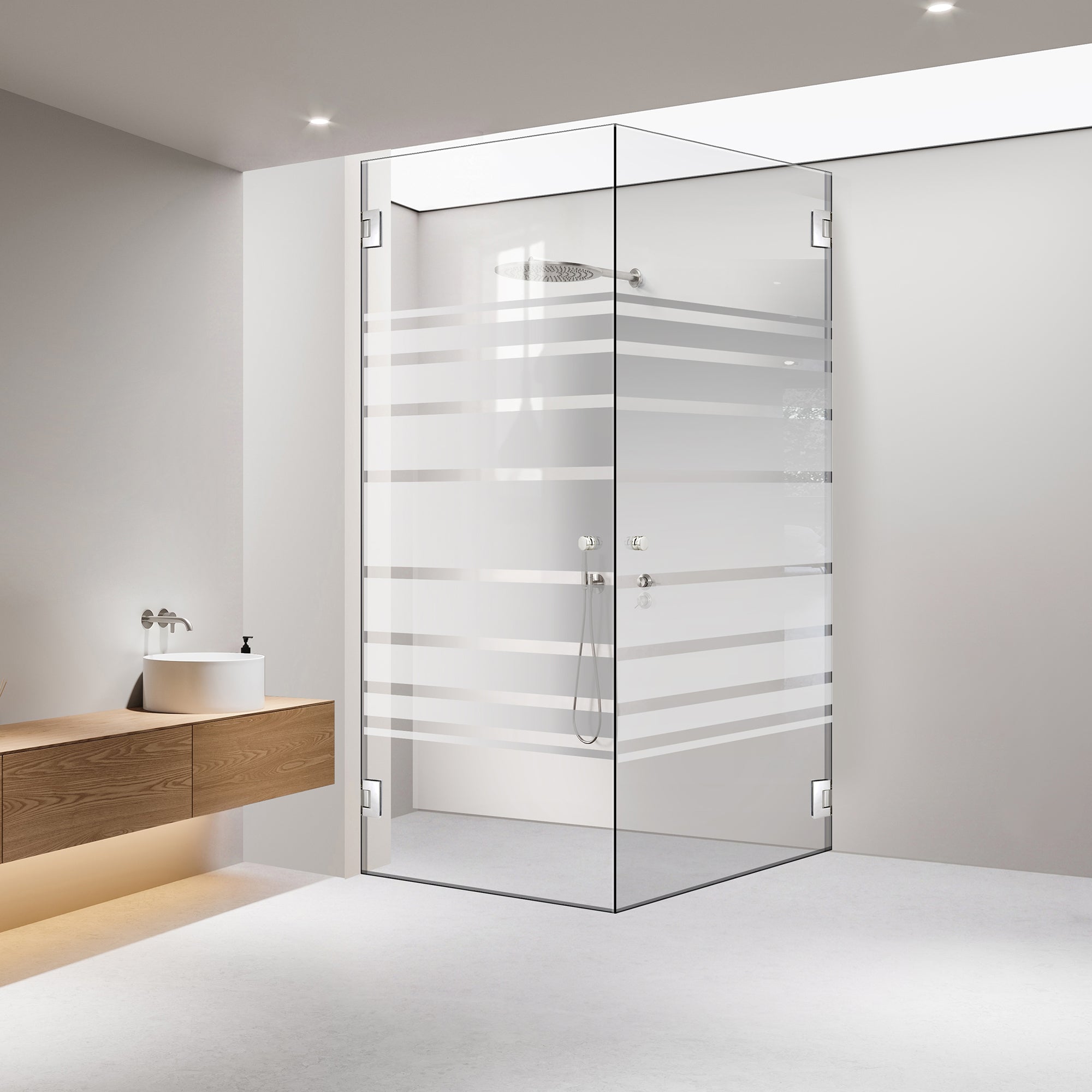 Shower enclosure with hinged door #Clear