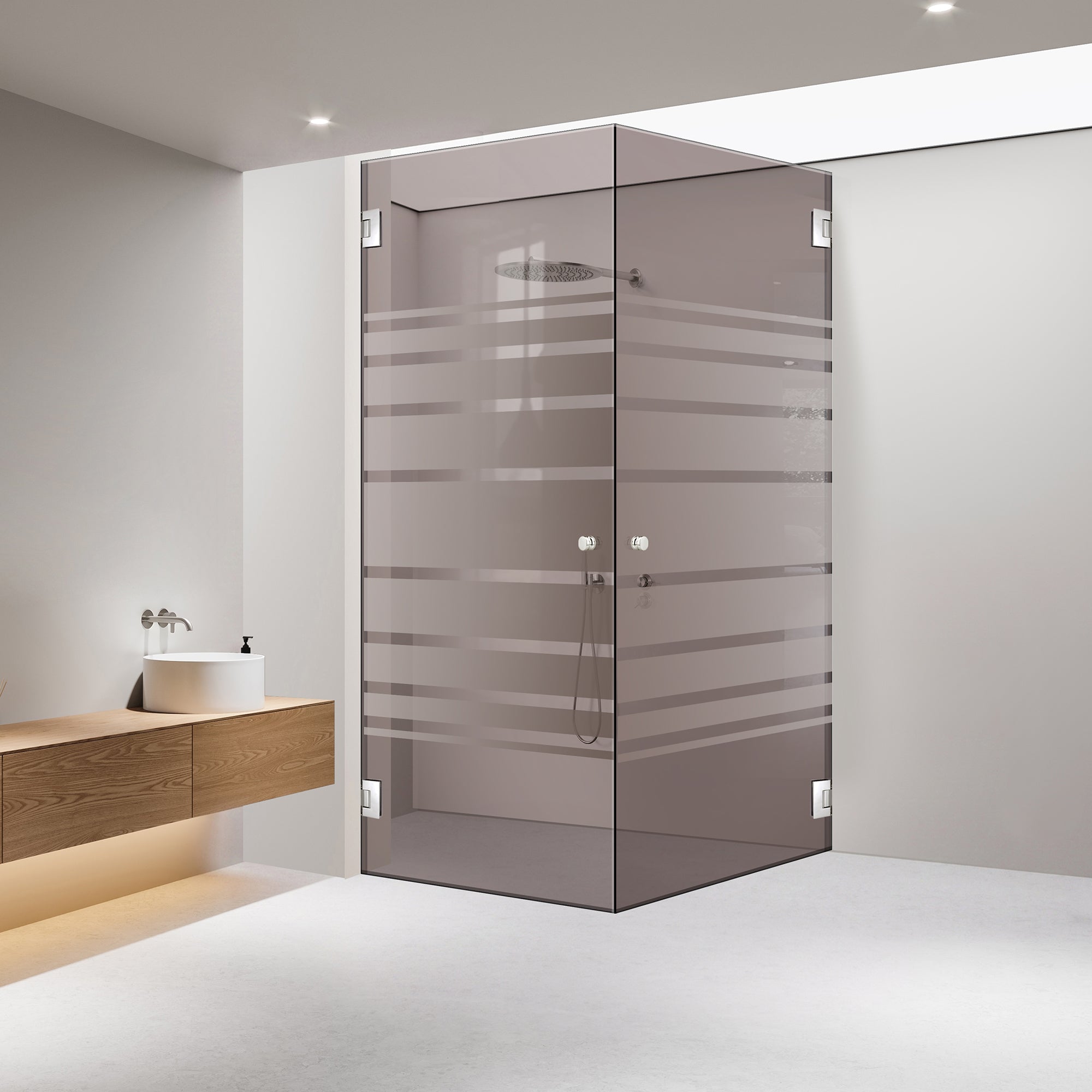 Shower enclosure with hinged door #Bronze