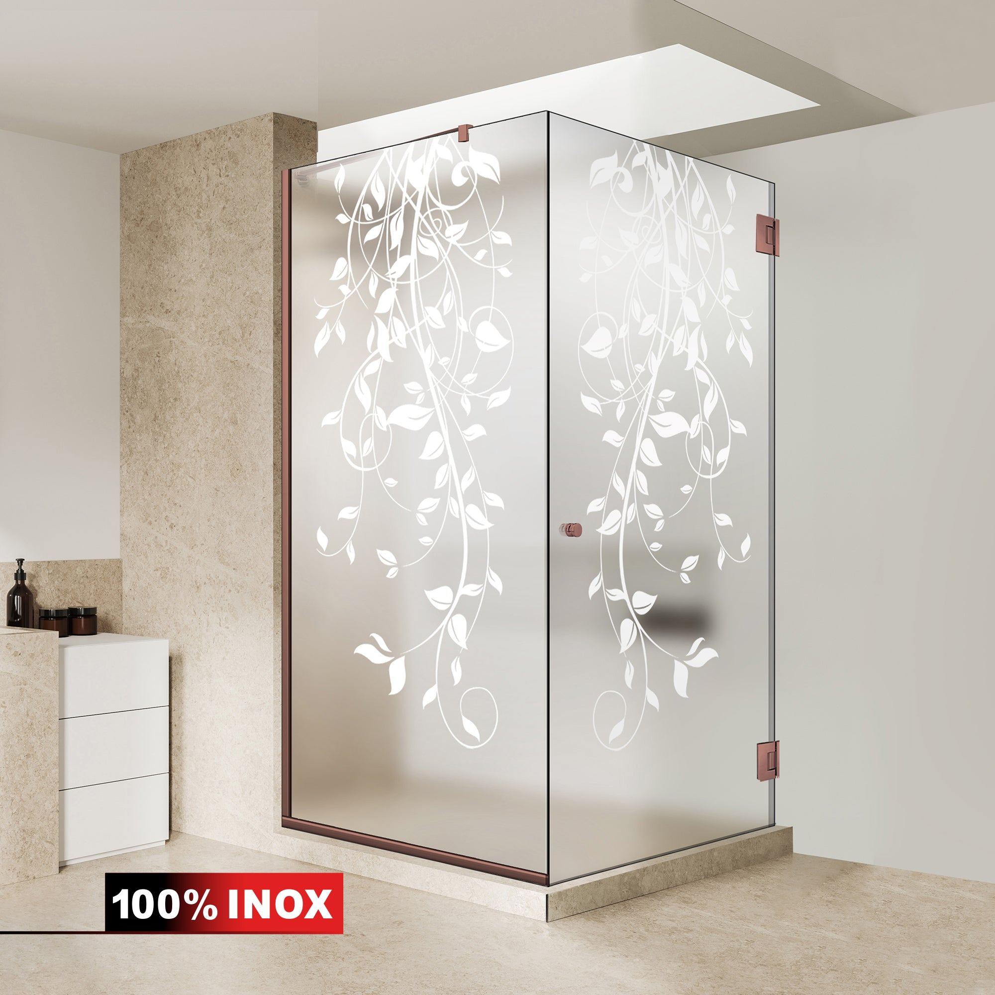 Shower enclosure with hinged door #Satiné