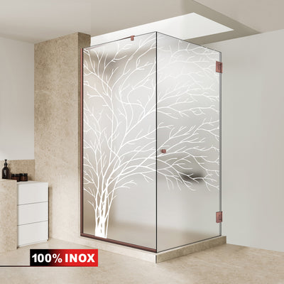 Shower enclosure with hinged door #Satiné